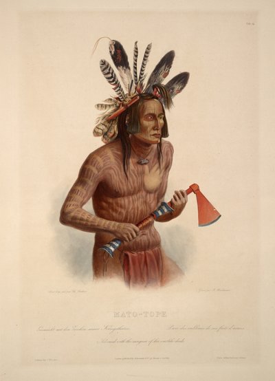 Mato-Tope Adorned with the Insignia of His Warlike Deeds by Karl Bodmer